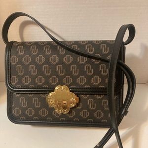 MAJE Clover Clasp Canvas Bag with Leather trim.